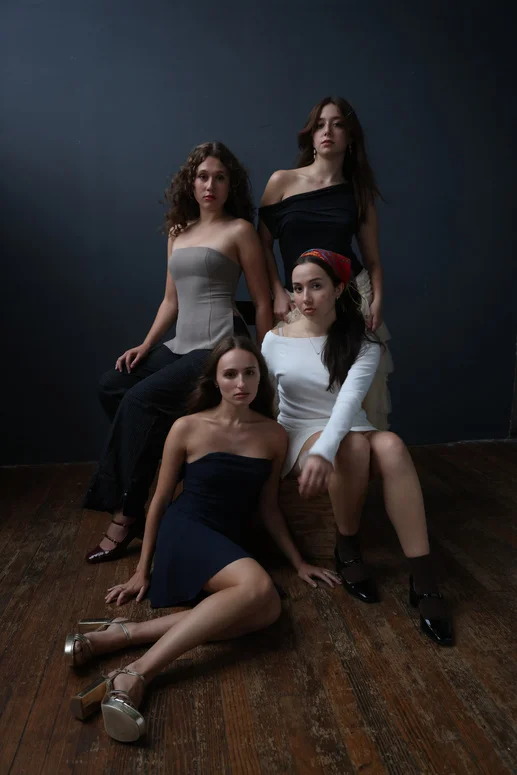 Astrid Mendoza with the cast in the studio